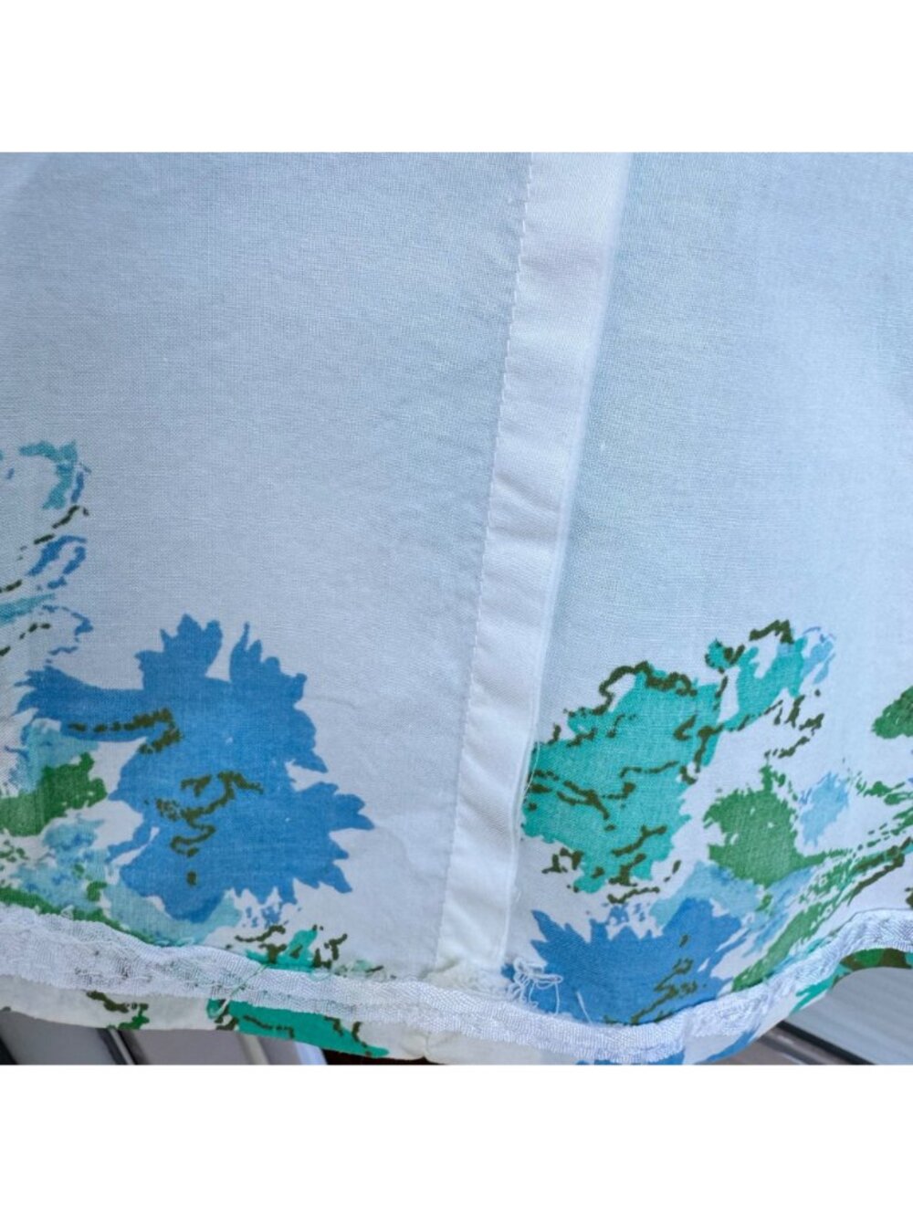 Womens Floral Sundress White & Blue Sleeveless Fit & Flare M (12) Vintage 50s - Picture 16 of 16